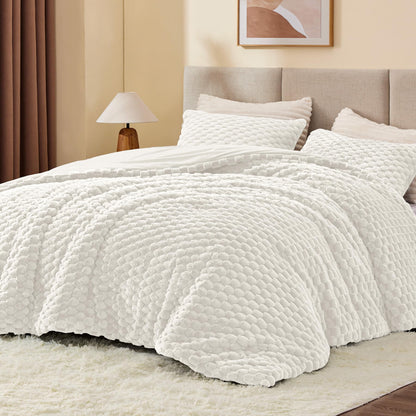 BEDELITE Fluffy Queen Comforter Set, Dark Grey Fleece Bed Set 3 Pieces