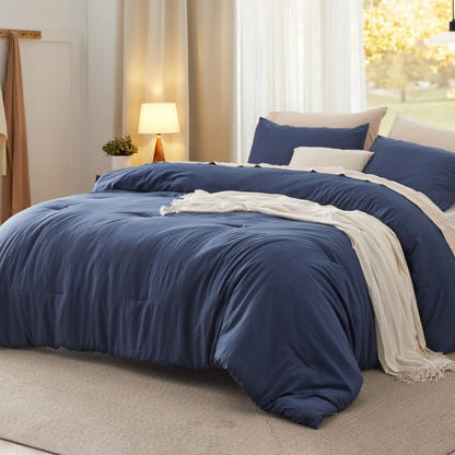 Bedsure Queen Comforter Set Prewashed Soft Bedding Set 3Pcs White 90"x90"