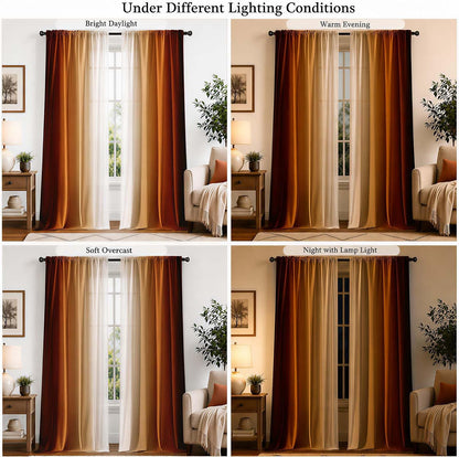 Burnt Orange Curtains 84 Inch Length for Living Room,2 Panels