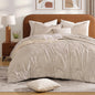 Andency Tan Gingham Comforter Set Twin, Brown Checkered Grid Plaid Bedding