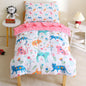 Mooreeke Toddler Bedding Sets for Girls,4 Pieces Blue Ocean Animals Printed