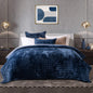 RECYCO Channel Box Stitch Velvet Quilt Set, King Size, Beige