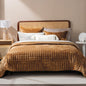 RECYCO Channel Box Stitch Velvet Quilt Set, King Size, Beige
