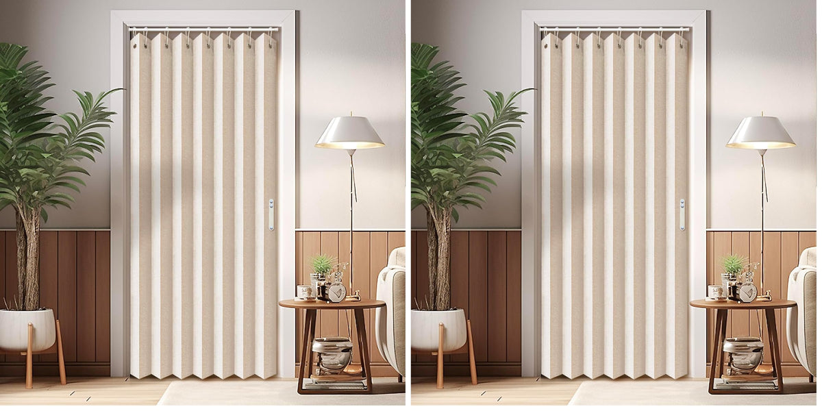 Vatge Closet Door Curtain Room Divider Drapes, Pleated Folding Style Curtains for Doorways Curtain for Bedroom Without Door,1 Panel with Tieback, W39 x L78, Black