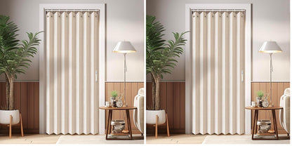 Vatge Closet Door Curtain Room Divider Drapes, Pleated Folding Style Curtains for Doorways Curtain for Bedroom Without Door,1 Panel with Tieback, W39 x L78, Black