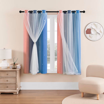 XiDi Curtains for Girls Bedroom Decor, Rainbow Blackout Curtains for Kids/Little Girl Room Decor, Unicorn Wall Decals,Pink Purple Green,63 x 34 inches,1 Panel