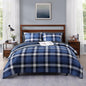 MaiRêve Plaid Queen Comforter Set Navy Blue 7 Pieces Bed in a Bag