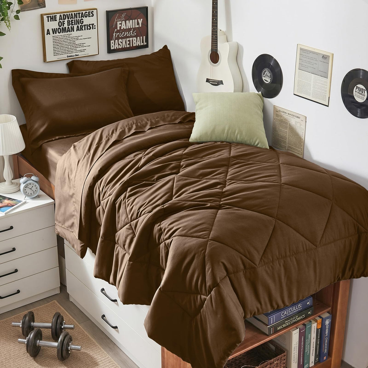 HEVUMYI 7-Piece Full Comforter Set, Dark Grey Bed in a Bag