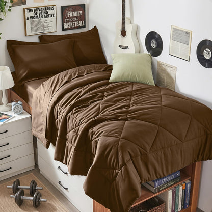 HEVUMYI 7-Piece Queen Comforter Set, Dark Grey Bed in a Bag