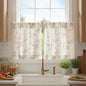 jinchan Floral Linen Kitchen Tier Curtains, 24 Inch, 2 Panels, Green