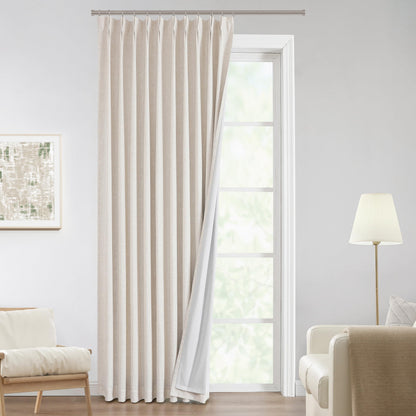 Vision Home Natural Pinch Pleated Full Blackout Curtains Linen Blended Room Darkening Window Curtains 95 inch for Living Room Bedroom Thermal Insulated Pinch Pleat Drapes with Hooks 2 Panel 40"Wx95"L