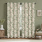 Boho Floral 100% Blackout Curtains 84 Inch 2 Panels Linen Texture