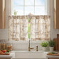 jinchan Floral Linen Kitchen Tier Curtains, 24 Inch, 2 Panels, Green