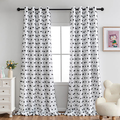 MYSKY HOME Kids Blackout Curtains for Boys Bedroom 84 Inch Long 100% Light Blocking Cute Curtains for Playing Room 2 Panels Grommet Nursery Drapes with Rainbow Pom Pom Sheer 2 Layered 50W x 84L