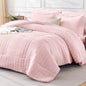 FreshCulture Comforter Set Seersucker 7 Pieces, All Season Bedding Set Queen, Bed in a Bag Comforter Set with 1 Comforter, 1 Flat Sheet, 1 Fitted Sheet, 2 Pillowcases and 2 Pillow Shams, Dark Grey