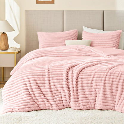 EXQ Home Fluffy Comforter Set Queen Size,3 Pieces Bed Set,Black