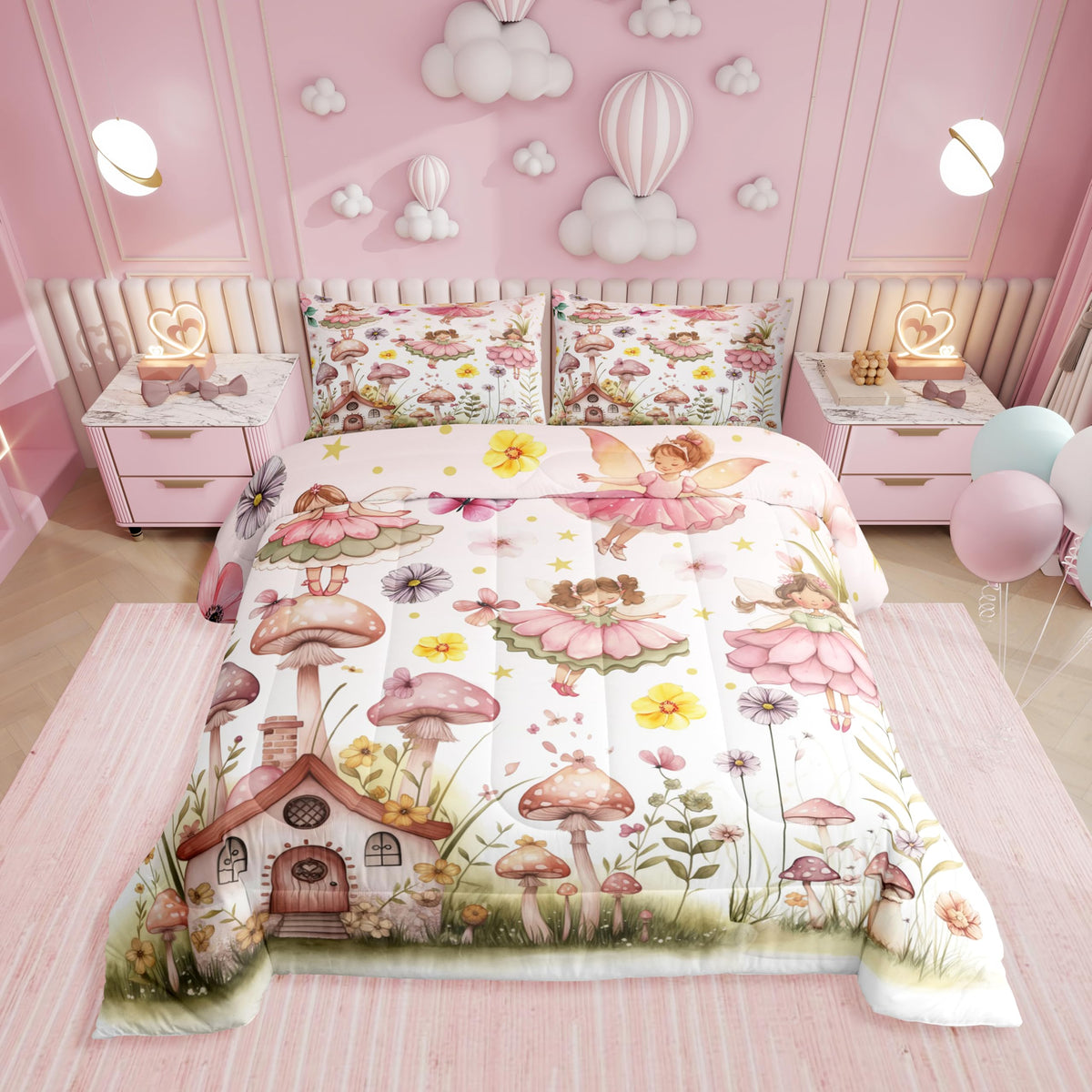 Erosebridal Cute Pink Bow Twin Bedding Set for Girls,Ribbon Bow Knot Comforter Set for Kids Kawaii Room Decor,Princess Bowknot Bed Set Girly Pink Bows Bedding Comforter Sets,1 Pillowcase