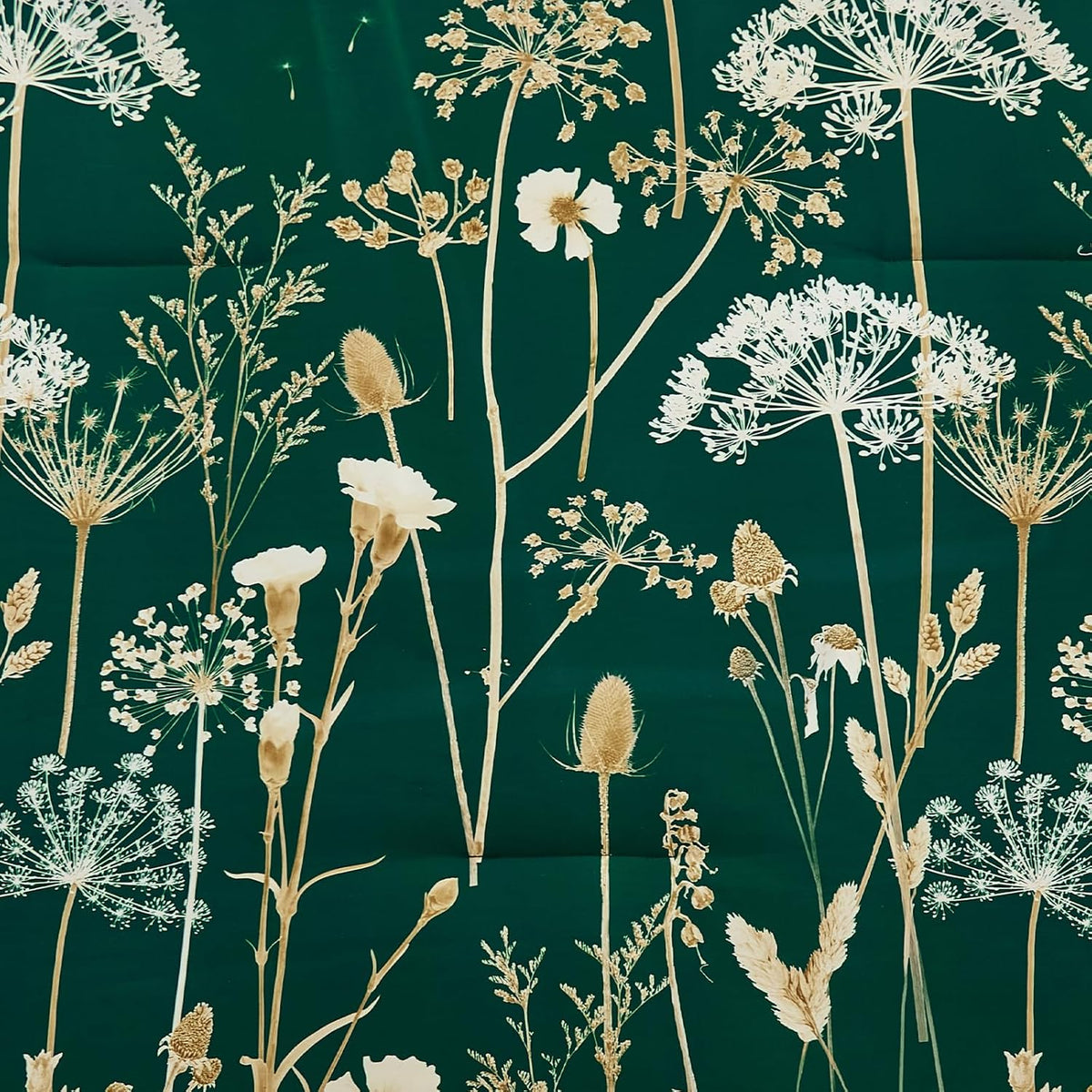 Yiran Queen Comforter Set, 7 Piece Floral Dark Green Dandelion Bed in a Bag