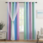 XiDi Blackout Curtains for Girls Bedroom Decor Pink Kids Rainbow Curtains