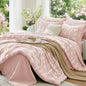 MUXHOMO Queen Comforter Set, 7-Piece Floral Bed in a Bag, Sage Green