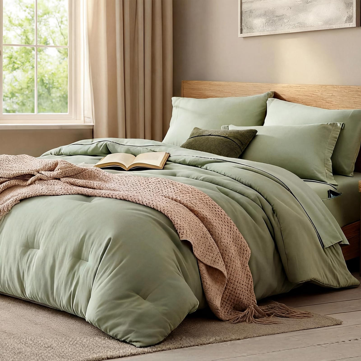 Full Size Comforter Sets-7 Pieces Ultra Soft Bed in a Bag Full Bedding Sets