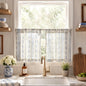 jinchan Linen Striped Tier Curtains for Kitchen Windows Green 26 x 24 inch