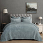 PHF Diamond Pattern Luxury Velvet Quilt Set Queen Size, Sand
