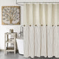 DOSLY IDÉES Farmhouse Shower Curtain,Beige and Gray Stripe,Button Curtain,Linen and Cotton Woven Fabric,Rustic Charm Country Chic Style,72x72 in
