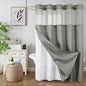Colorful Star Sage Green No Hook Waffle Shower Curtain Set, 72 x 75 Inch
