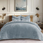 EverGrace Stripe Channel Luxury Velvet Quilt Set King Size, Beige Taupe
