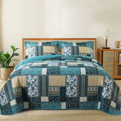 BEDIFANY Cotton King Size Quilt Sets, Lightweight King Quilt Bedding Set