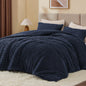 BEDELITE Fluffy Queen Comforter Set, Dark Grey Fleece Bed Set 3 Pieces