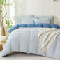 Comforter Queen Set Grid Black 100% Soft Washed Microfiber Jacquard 3 Pieces Grid Bedding Sets Grey White Comforter Queen for All Seasons and 2 Pillowcases Comfort Breathable