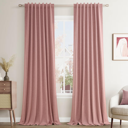 Guken Cream Linen Blackout Curtains 84 Inch Length 2 Panels Set for Living Room Bedroom Back Tab Thermal Insulated 100% Black Out Drapes Room Darkening Window Curtain Ivory Natural Beige