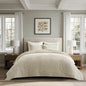 EverGrace Stripe Channel Luxury Velvet Quilt Set King Size, Beige Taupe