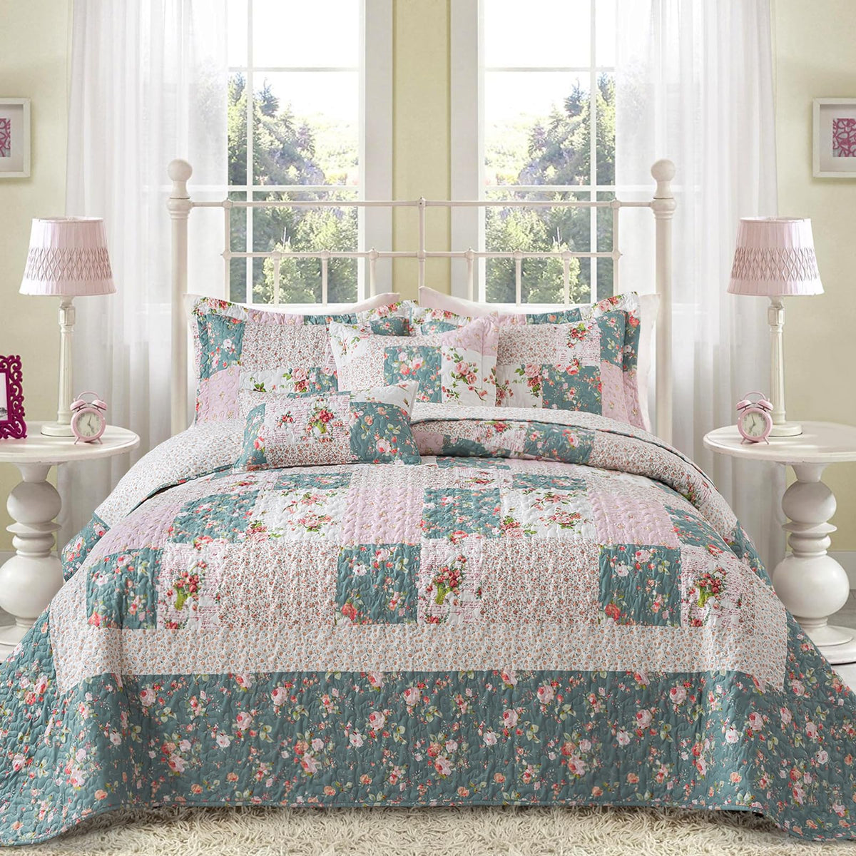 BEDIFANY Cotton King Size Quilt Sets, Lightweight King Quilt Bedding Set