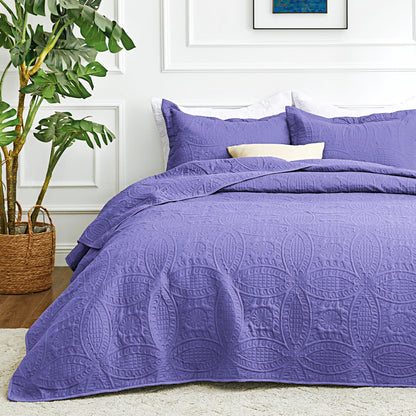 Love's cabin Quilts for Queen Bed Blue Bedspreads - Soft Bed Summer Lightweight Bedspread Comforter - Modern Style Coin Pattern Coverlet for All Season - 3 Pieces (1 Quilt, 2 Pillow Shams)