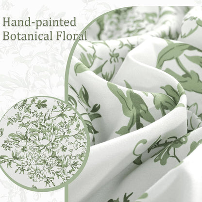 WONGS BEDDING 8 Pieces Queen Size Comforter Set Green, Sage Green Floral Bed in a Bag Comforter Sets, Soft Reversible Botanical Flowers Bedding Sets for All Season (90"x90")