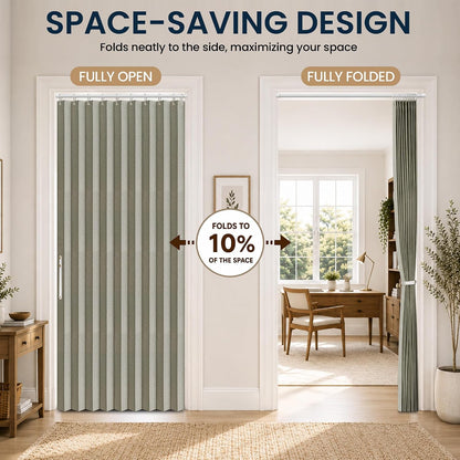 AJAZZ Blackout Accordion Door Magnetic Door Curtain Folding Closet Doors Curtain Invisible for Bedroom Room Living Room Doorway, Grey 42" W x 78" L, 1 Panel