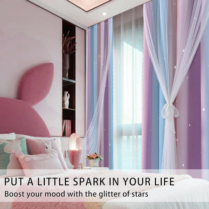 XiDi Blackout Curtains for Girls Bedroom Decor Pink Kids Rainbow Curtains