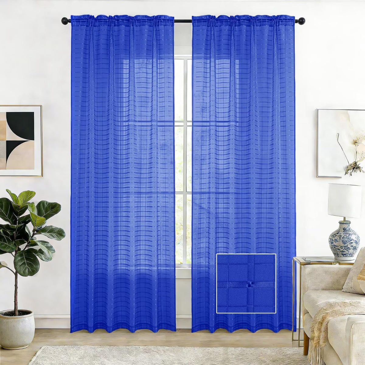 SpaceDresser Sheer Voile Curtains for Living Room 84 Inch Long 2 Panels