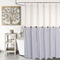 DOSLY IDÉES Farmhouse Shower Curtain,Beige and Gray Stripe,Button Curtain,Linen and Cotton Woven Fabric,Rustic Charm Country Chic Style,72x72 in