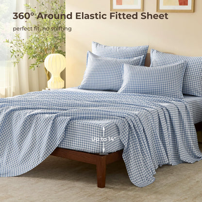 Litanika Full Size Comforter Sets 7 Pieces Cornflower Blue Gingham
