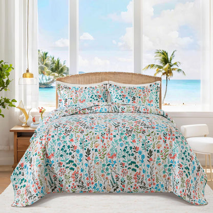 BEDIFANY Cotton King Size Quilt Sets, Lightweight King Quilt Bedding Set