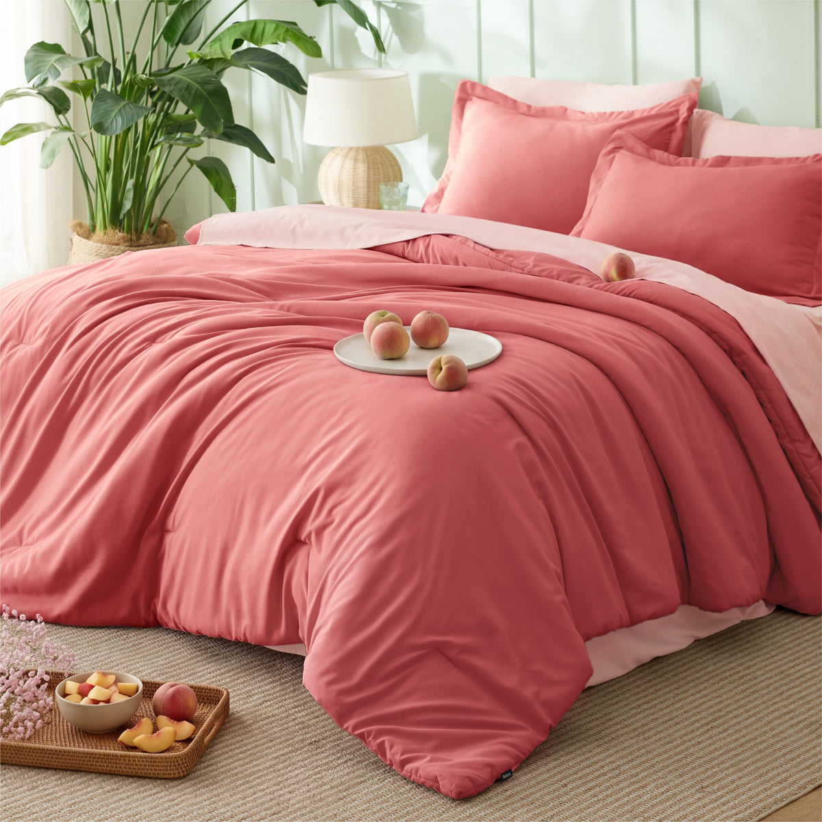Bedsure Blue Bedding Set Queen Bed in a Bag Contrasting Bed 7 Pieces