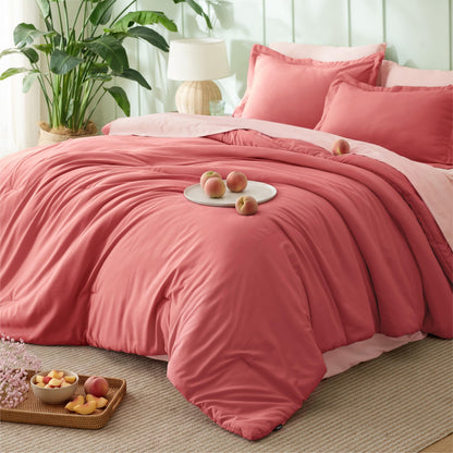 Bedsure Blue Bedding Set Queen Bed in a Bag Contrasting Bed 7 Pieces