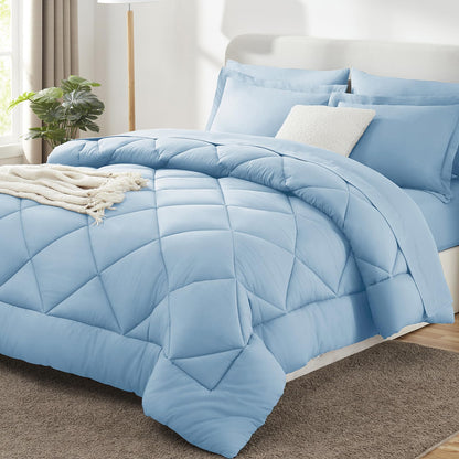 CozyLux Full Comforter Set 82"x86" Dark Grey - 7 Piece Bed in a Bag