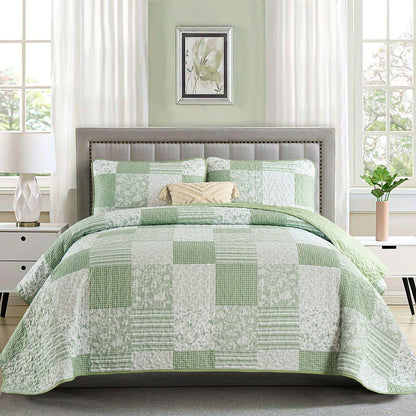 Mybedsoul Boho Quilts Queen Size, Patchwork Floral Bedding Set, Blue