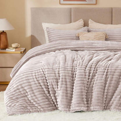BEDELITE Fleece Queen Comforter Set, Fluffy Bed Set, Pink