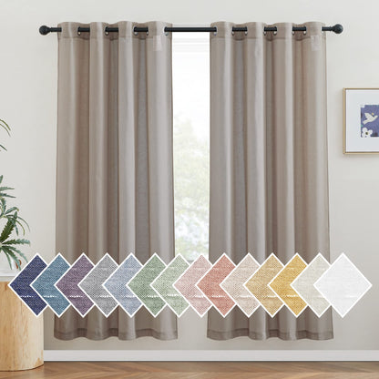 NICETOWN Semi Sheer Linen Ivory Curtains for Bedroom, W52xL84, 2 Panels